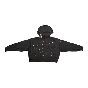 Chaser All Over Jeweled Oversized Hoodie Jeweled Accents Licorice Black Small